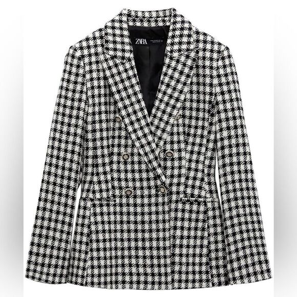 Zara Plaid Double Breasted Blazer New - Picture 2 of 6